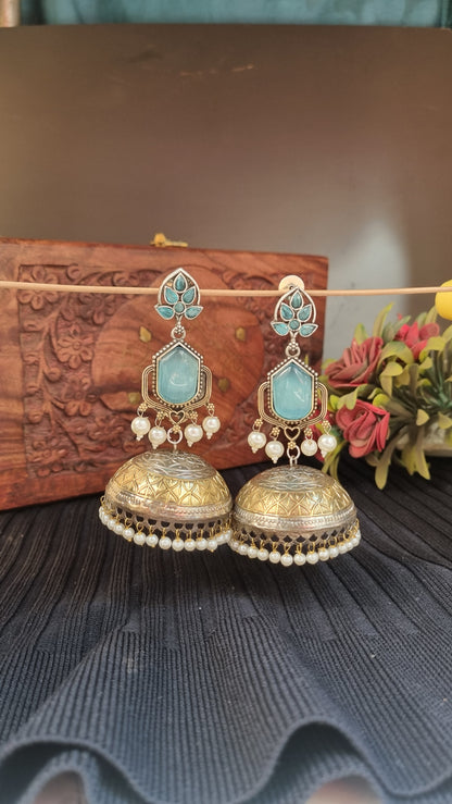 Madhuri Brass dual tone Jhumka - Bahara Collection