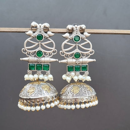 Peacock Dual Tone Jhumka