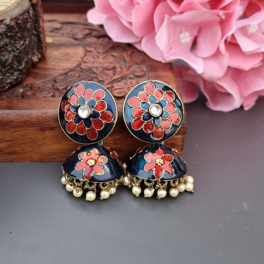 Jhumka - blue red color