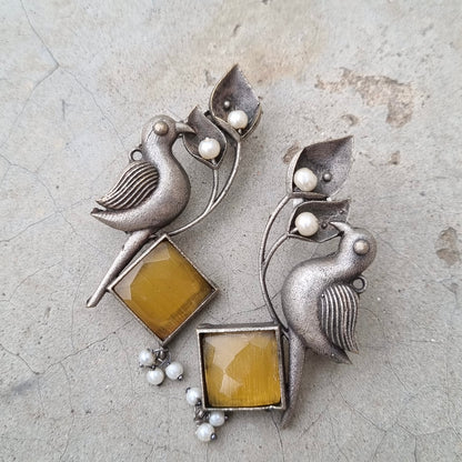 Bird Brass Earrings