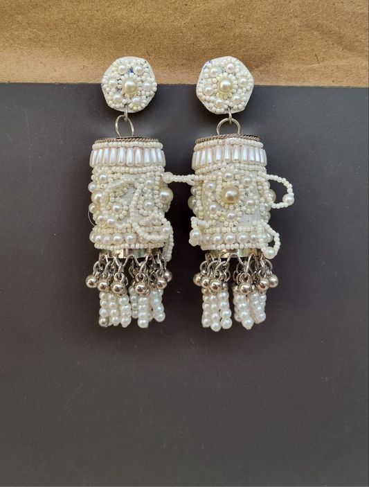 Beaded fabric jhumka