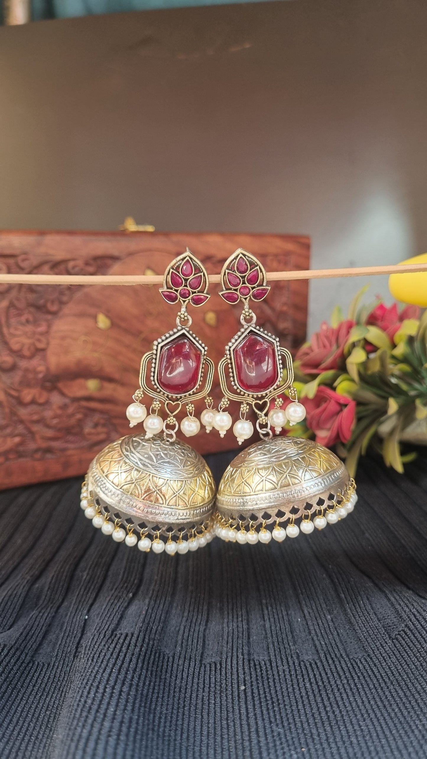 Madhuri Brass dual tone Jhumka - Bahara Collection