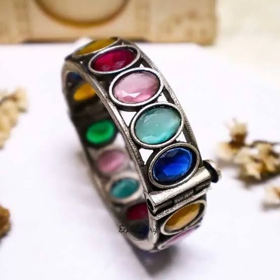 Multi stone Brass Kada