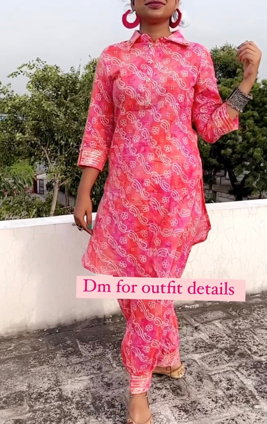 Pink Jaipuri Pathani coord set