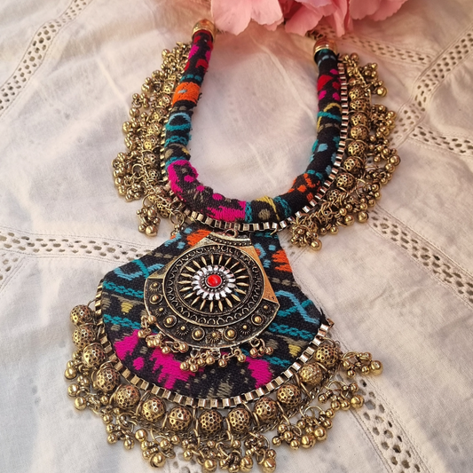 Golden Fabric Necklace