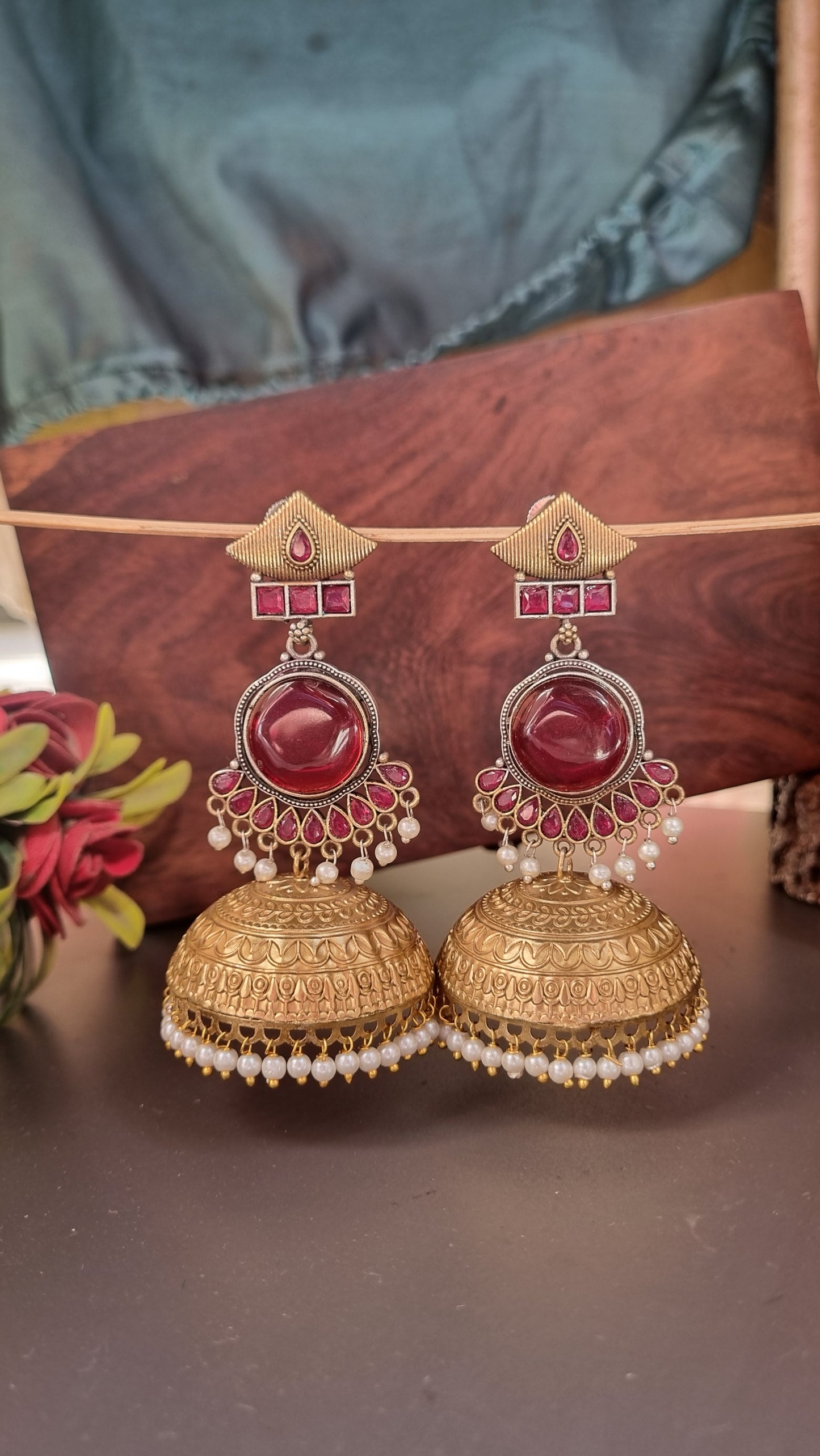 Khushi Brass dual tone Jhumka - Bahara Collection