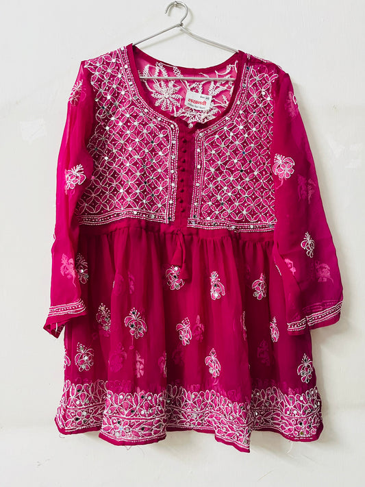 Rani color Chikankari kurti