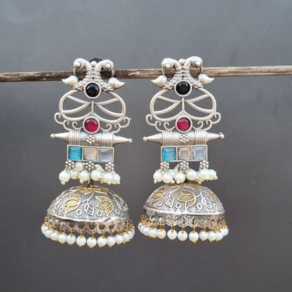 Peacock Dual Tone Jhumka