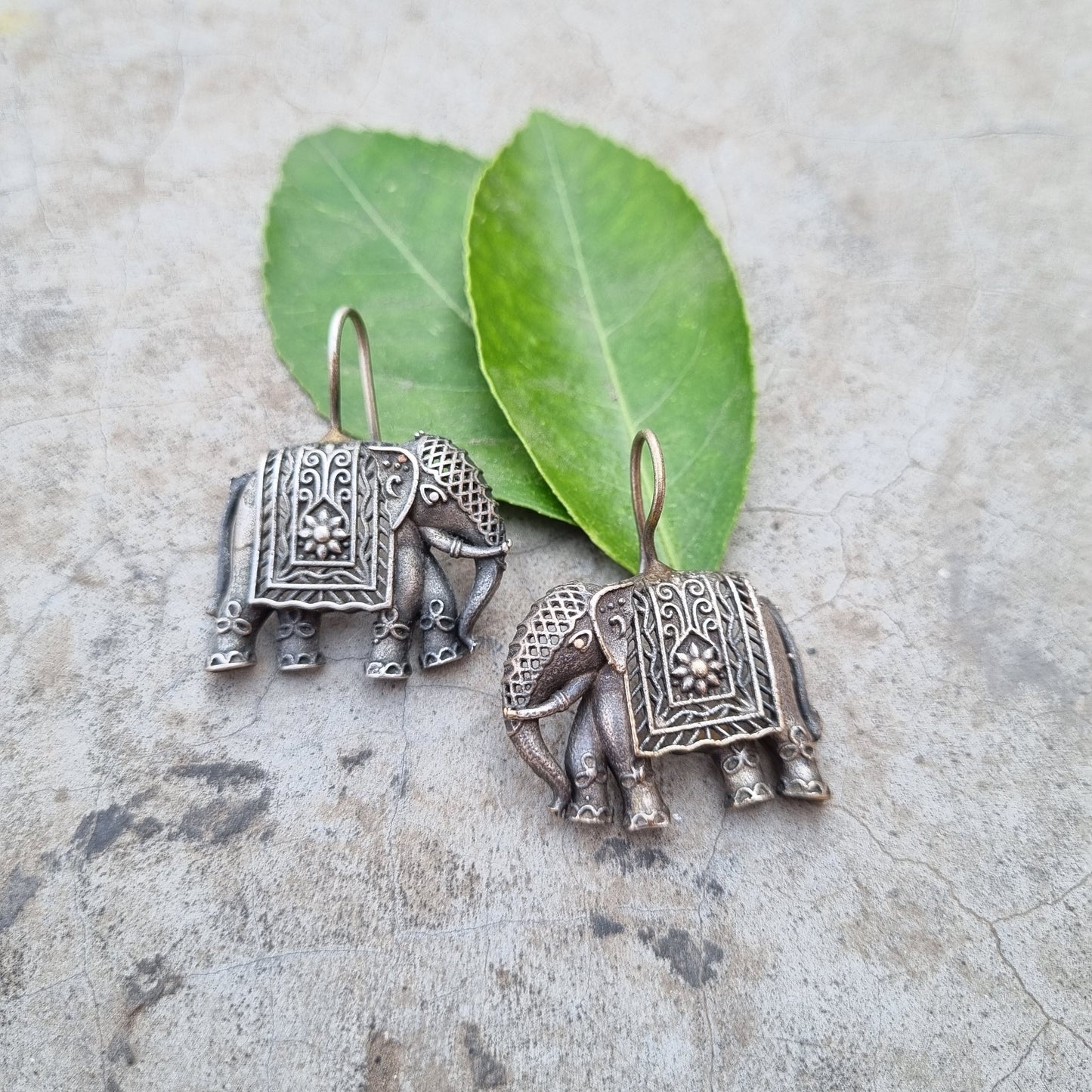 Elephant brass earrings