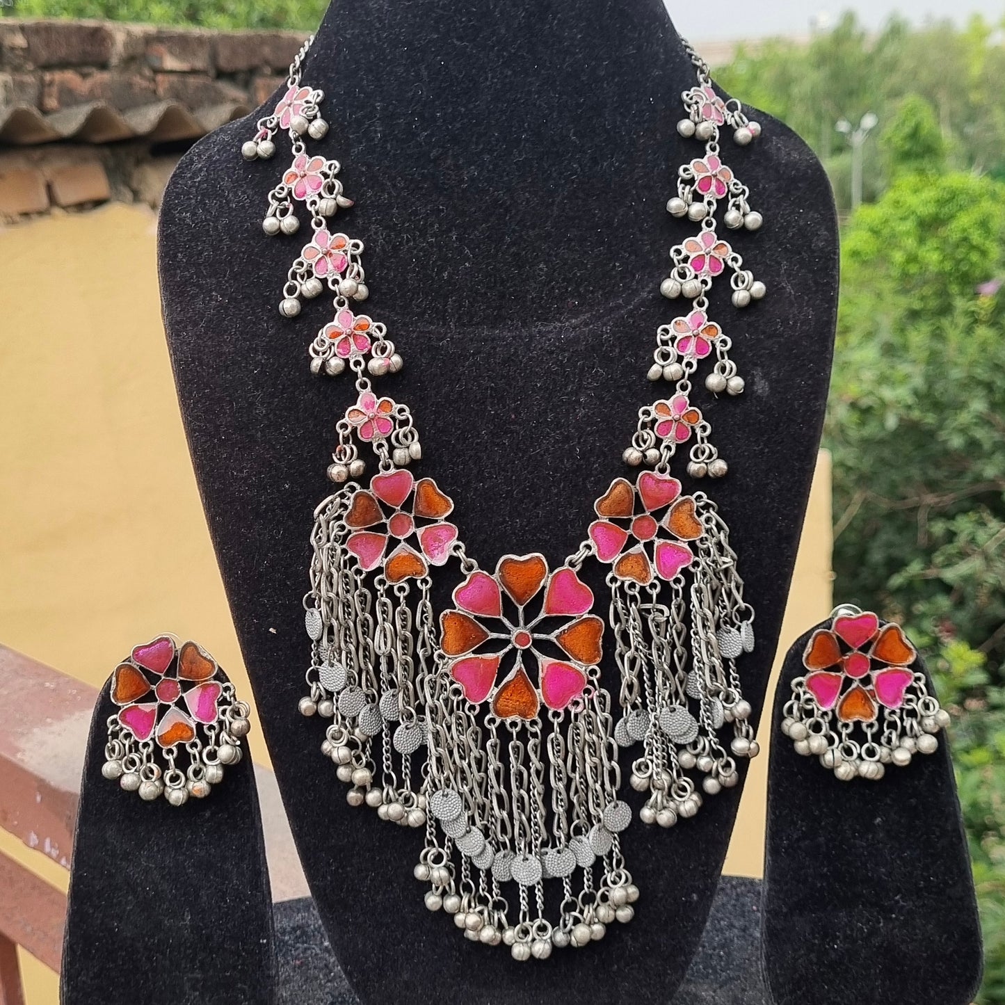 Phool Enamel Necklace set