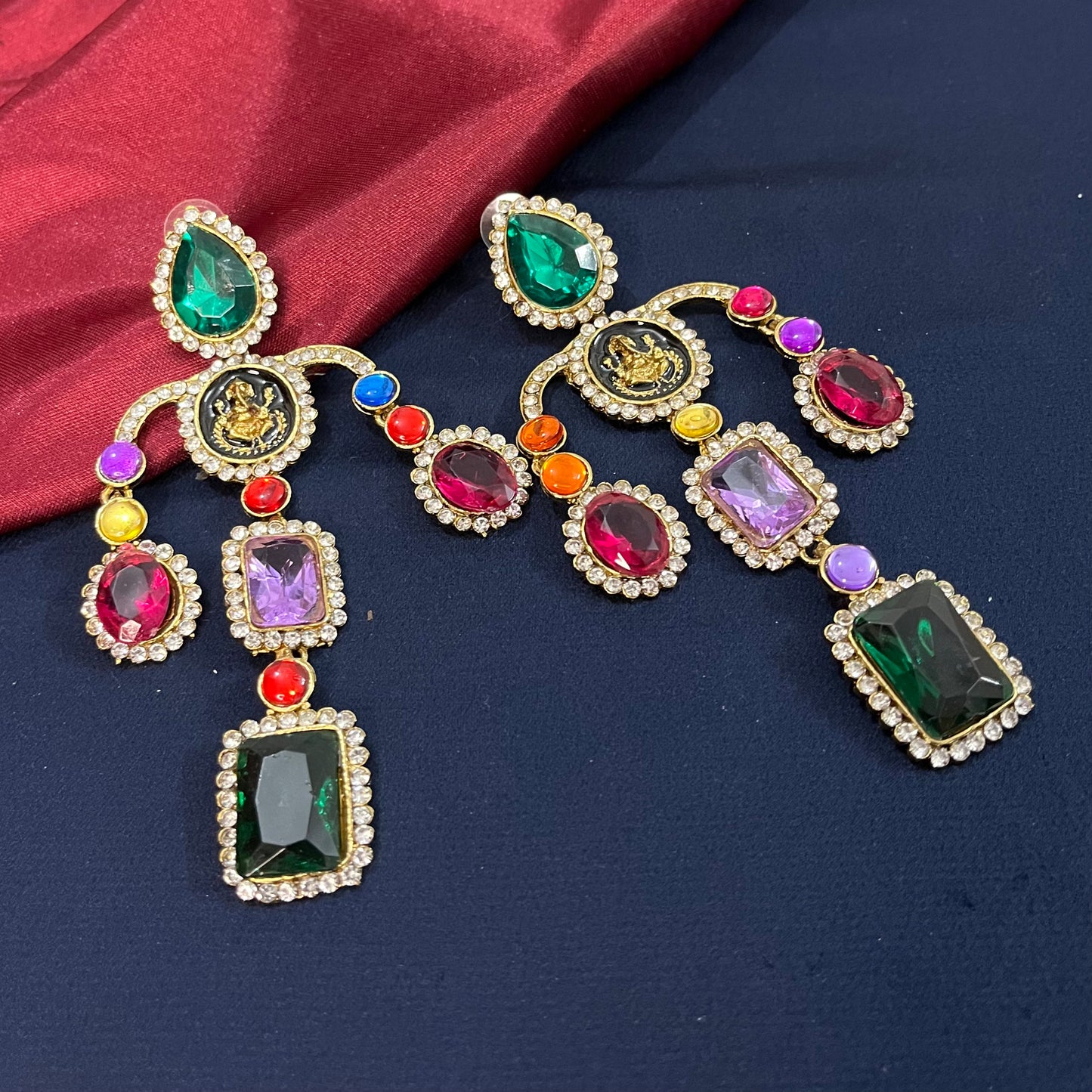 Radhika multi colors kundan Earrings