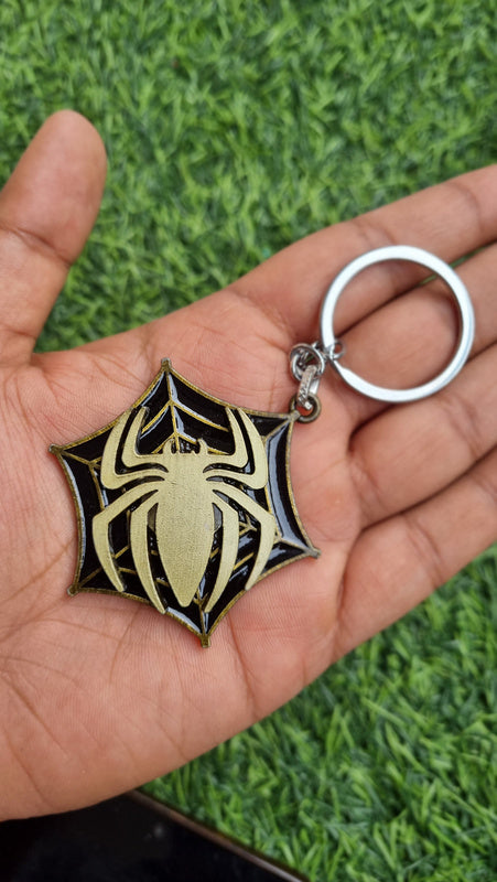 Black spider man spinner keychain