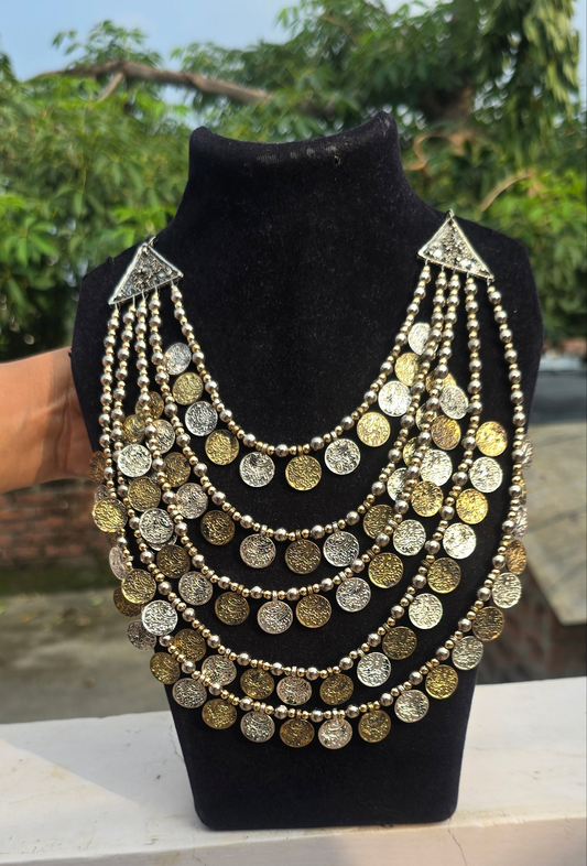 5 layered Coin Necklace Set