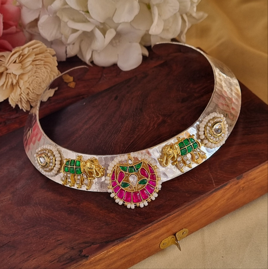 Pachi Kundan Brass Hasli