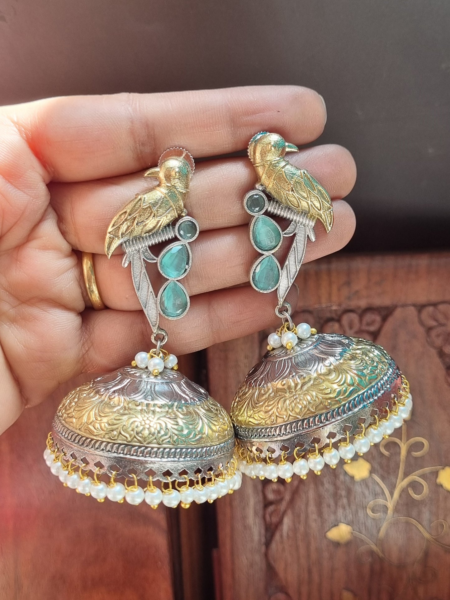 Sitaara Dual tone Brass Jhumka