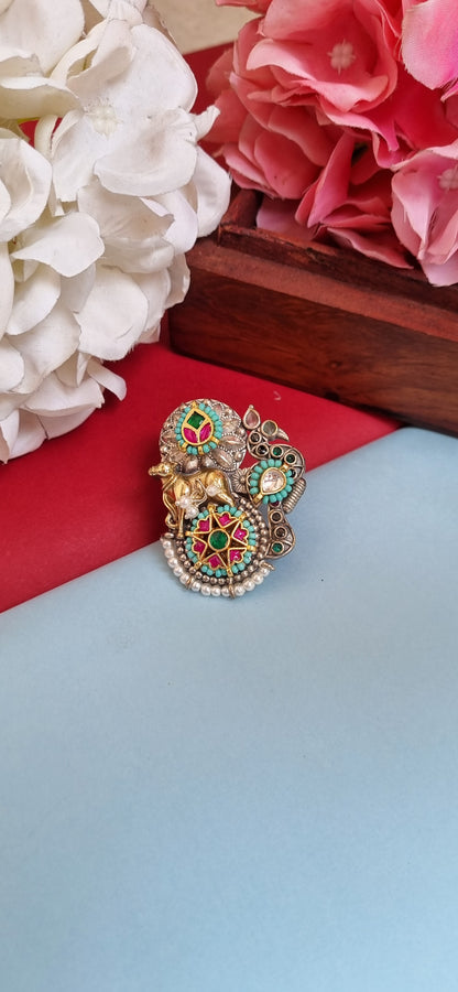 Pachi Kundan Statement ring