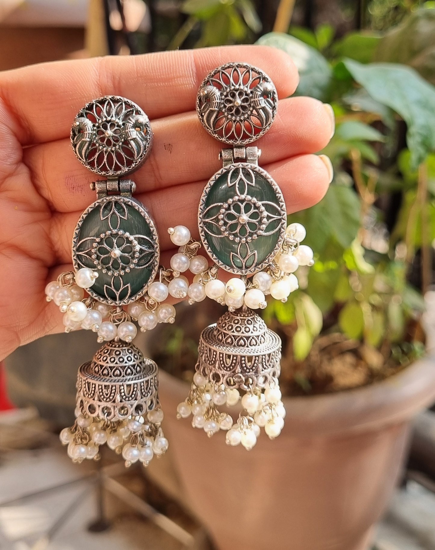 Joey Silver Brass Jhumka