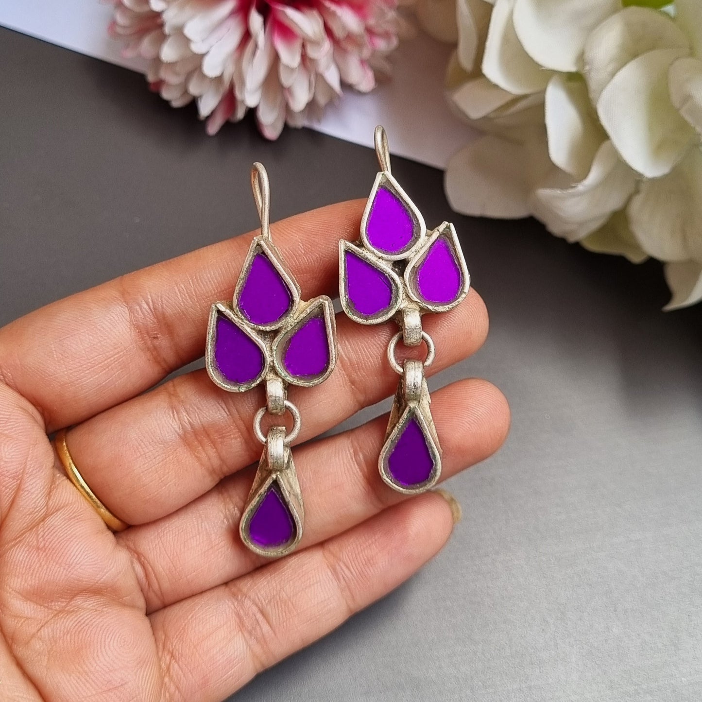 Glass Brass earrings
