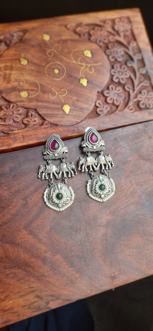 Elephant Silver Replica Earrings