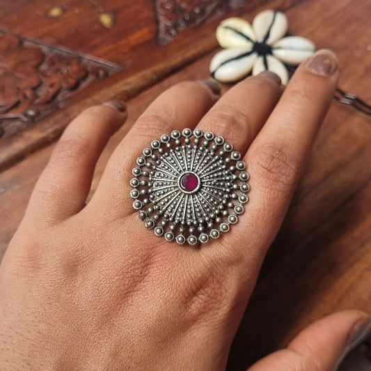 Pink Stone Brass Ring