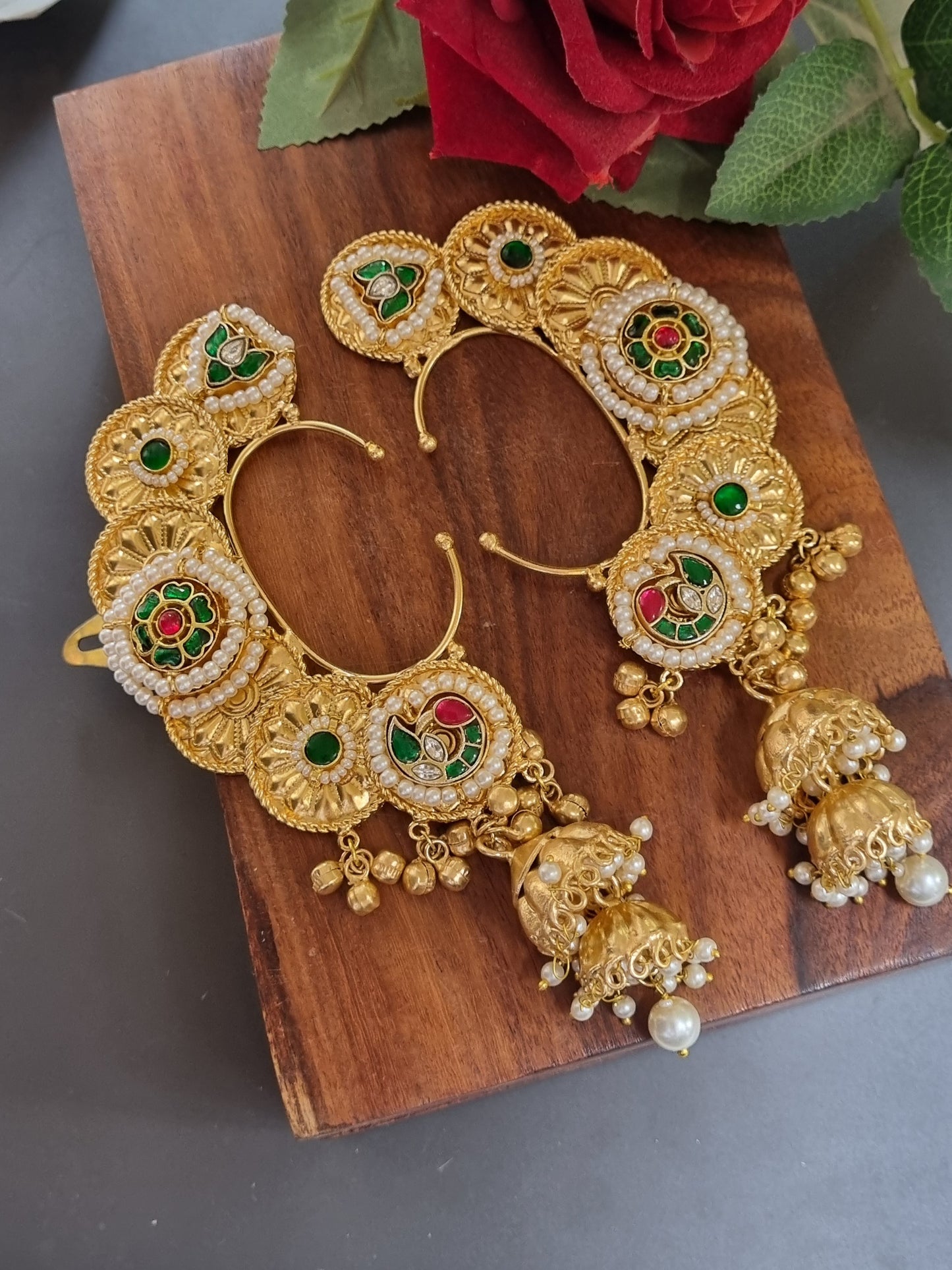 Golden Pachi Kundan Kaanphool/ Earcuffs
