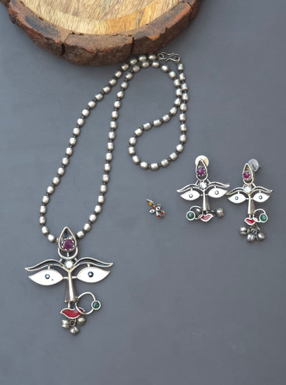 Durga Pendant Set with Nosepin