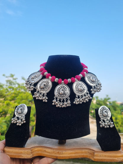 Thread Peacock Necklace set