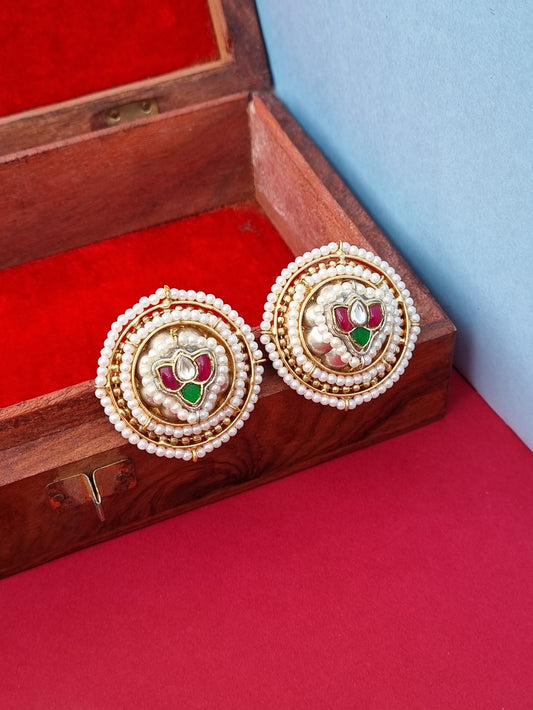 Pachi Kundan Pearl Studs Earrings