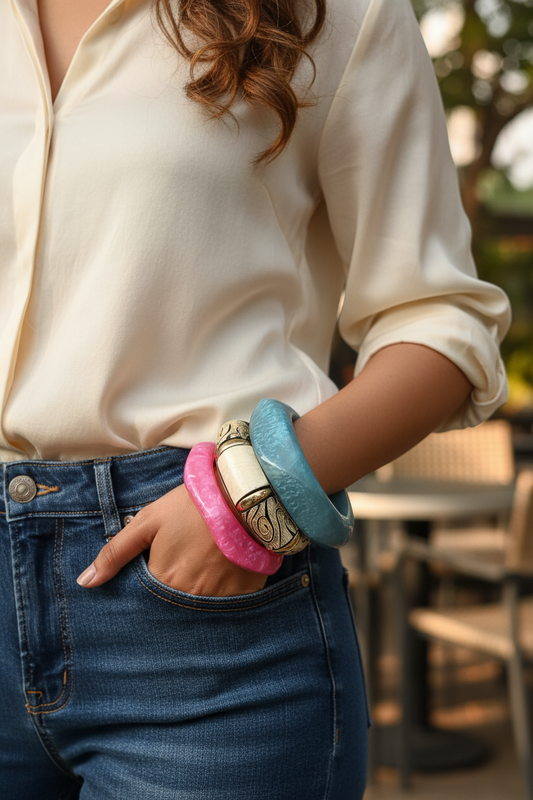 Set of 3- Resin Bangles stack