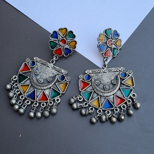 Enamel Oxidised Earrings