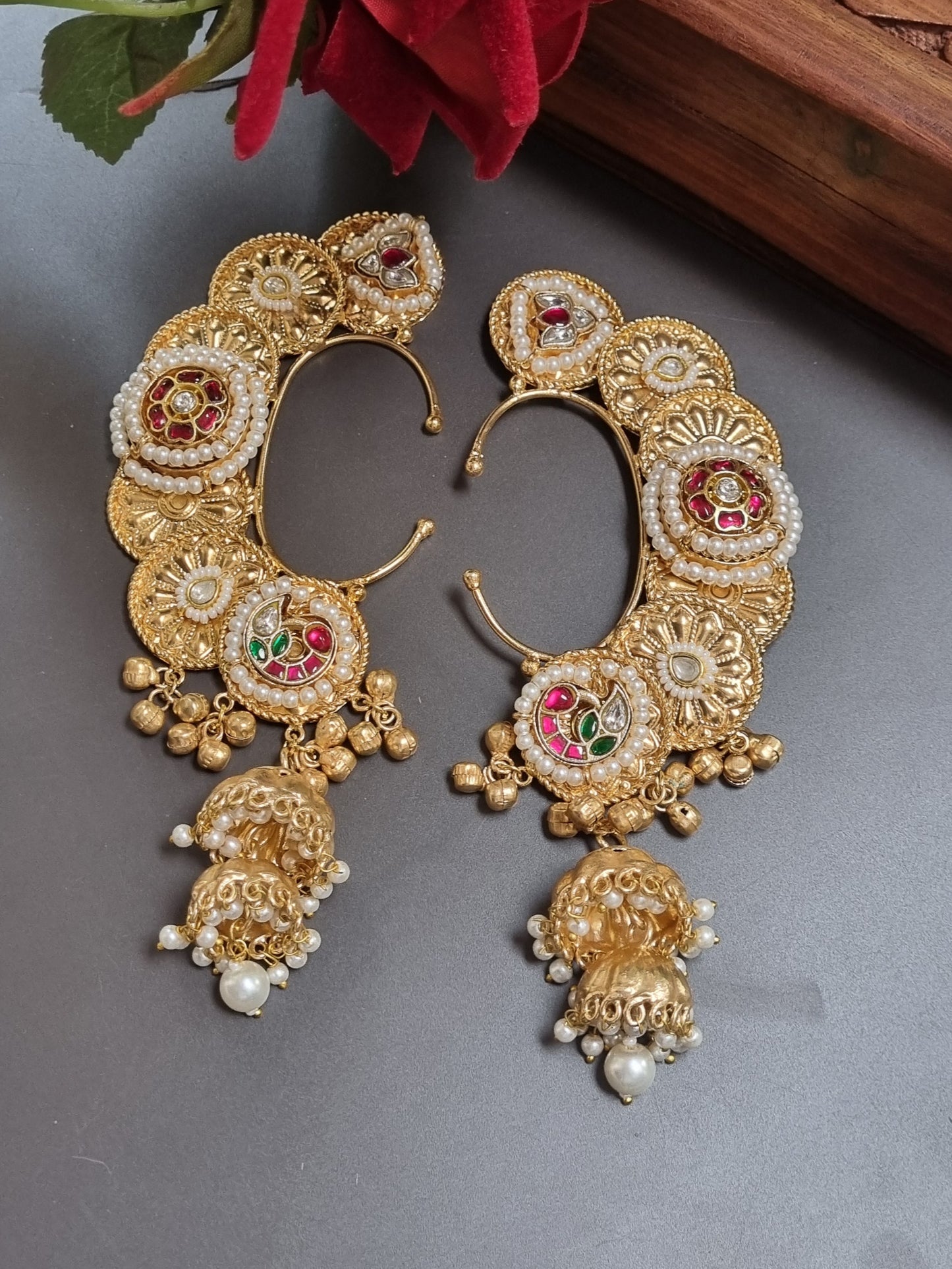 Golden Pachi Kundan Kaanphool/ Earcuffs