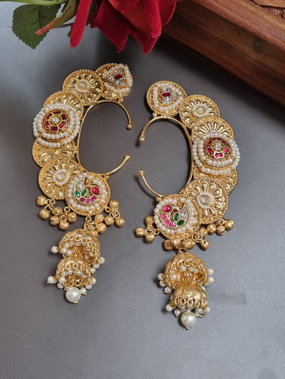 Golden Pachi Kundan Kaanphool/ Earcuffs