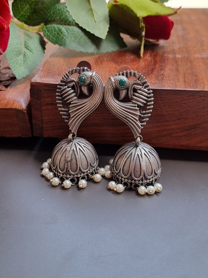 Peacock Brass Jhumka