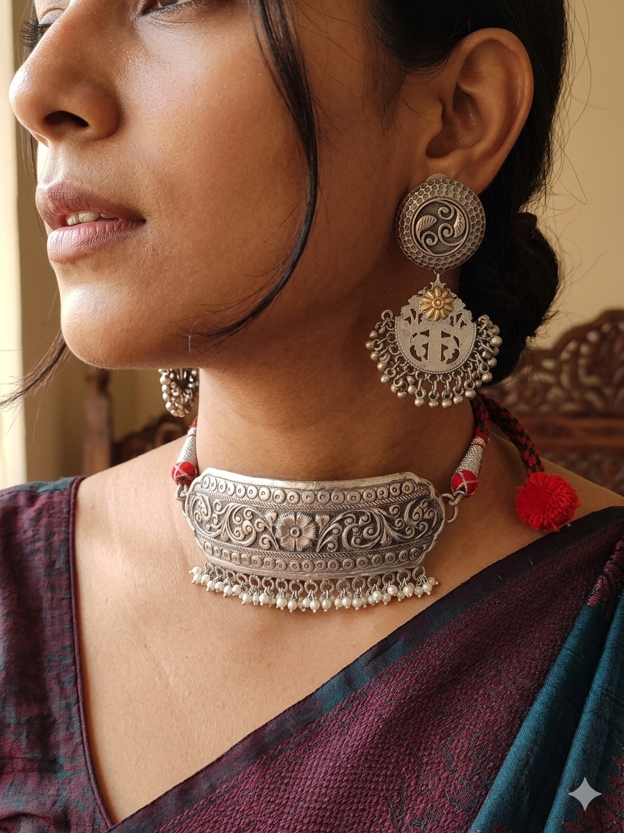 Jhanvi Brass Hasli Choker Set