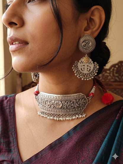 Jhanvi Brass Hasli Choker Set