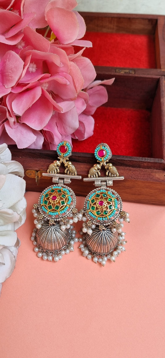 Pachi Kundan Statement Jhumka