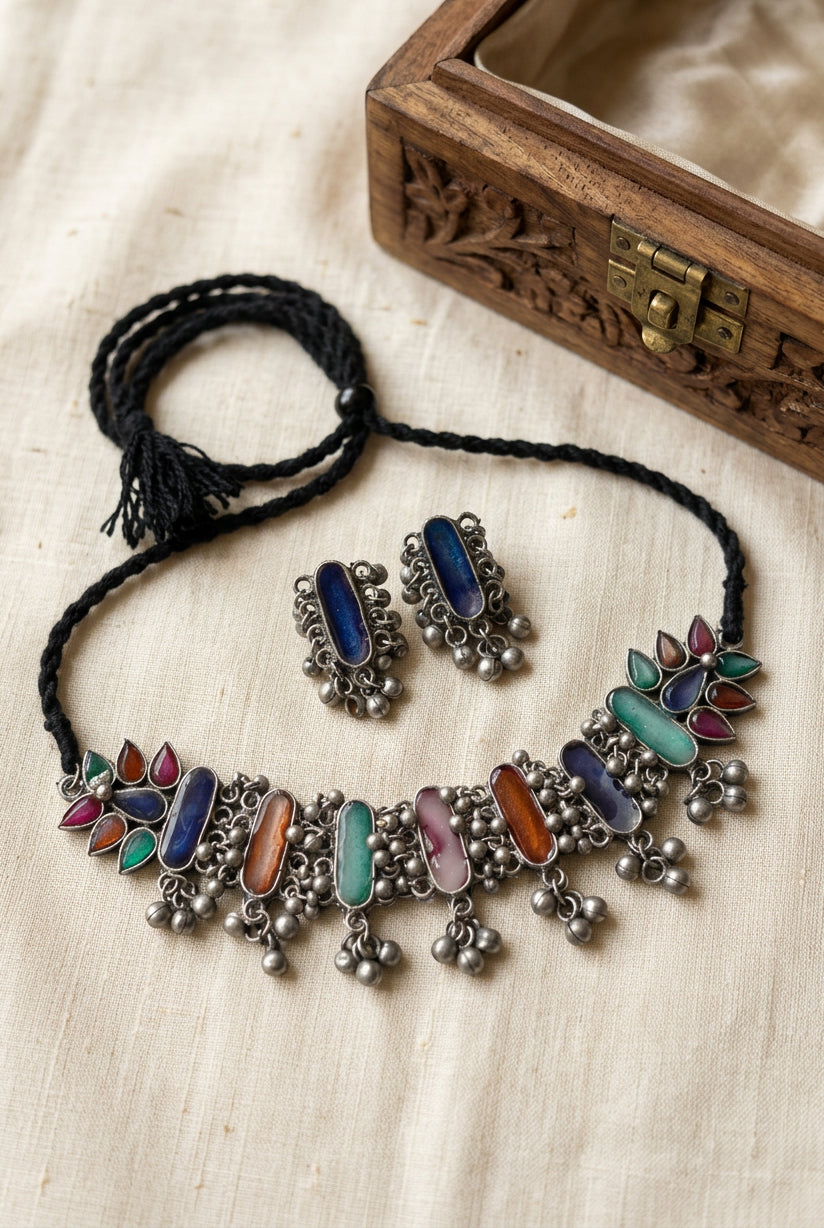 Enamel Choker- Oxidised