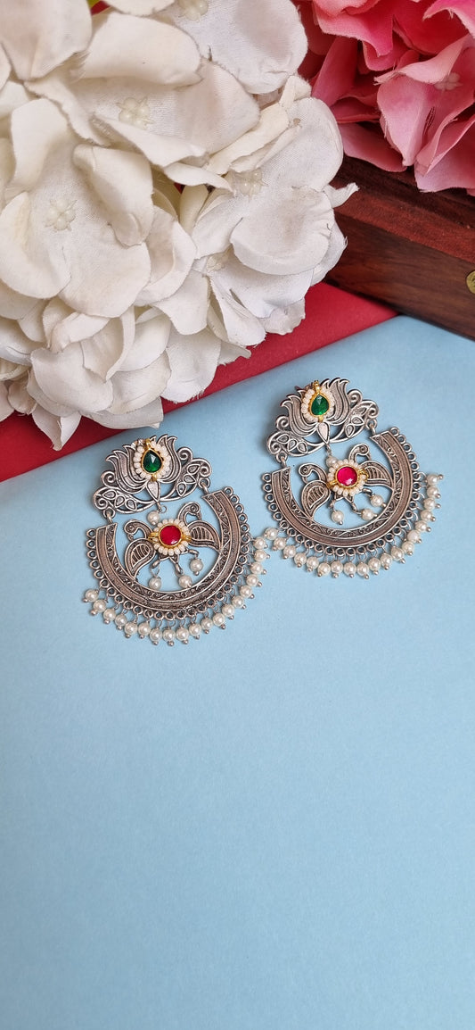 Pachi Kundan Statement Lotus Earrings