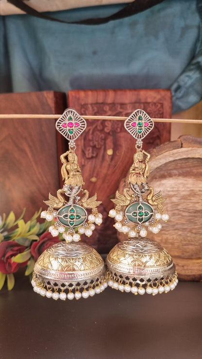 Mehru Brass dual tone  Jhumka - Bahara Collection