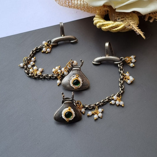 Pachi Kundan Fusion Earcuffs- Telephone