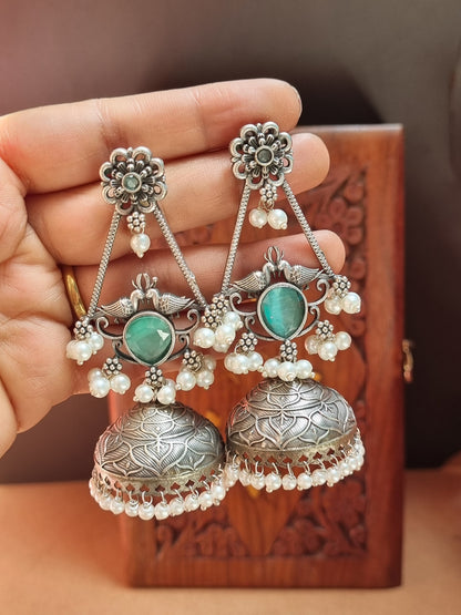 Baghi Silver Brass Jhumka