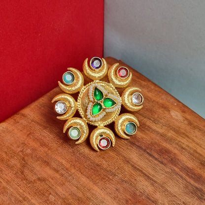Statement multi color golden Ring