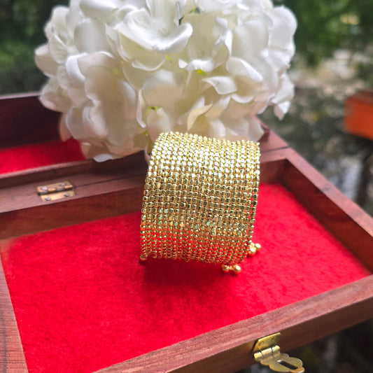 Shimar ToniQ sliver / golden beaded spiral cuff Bracelet
