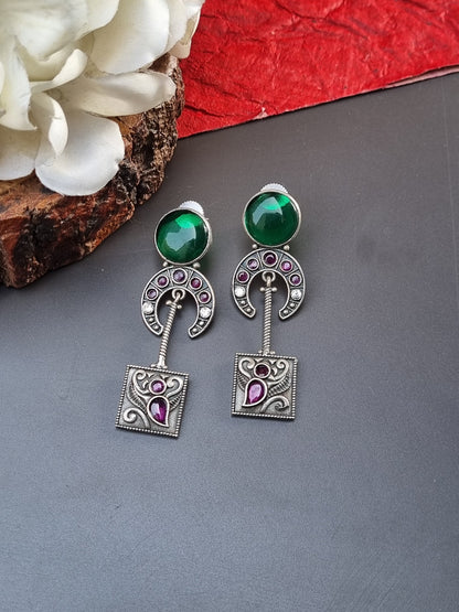 Stone Brass Earrings