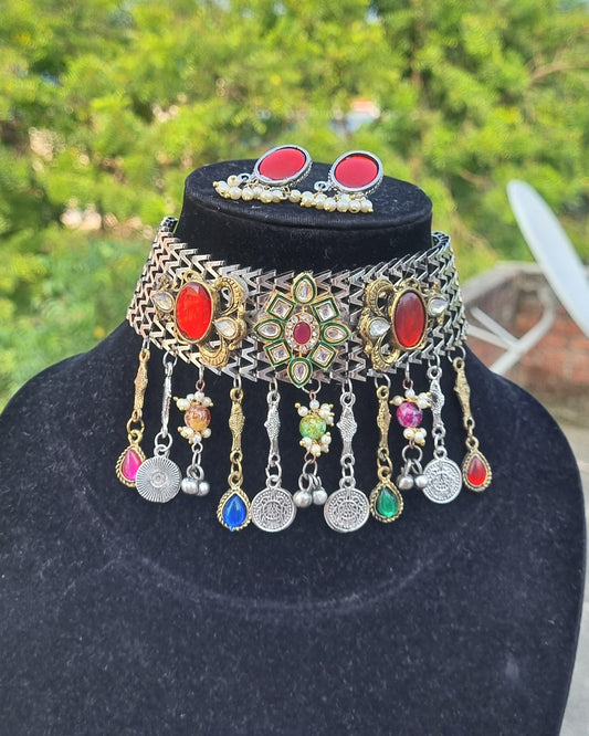 Fusion Oxidised Choker set