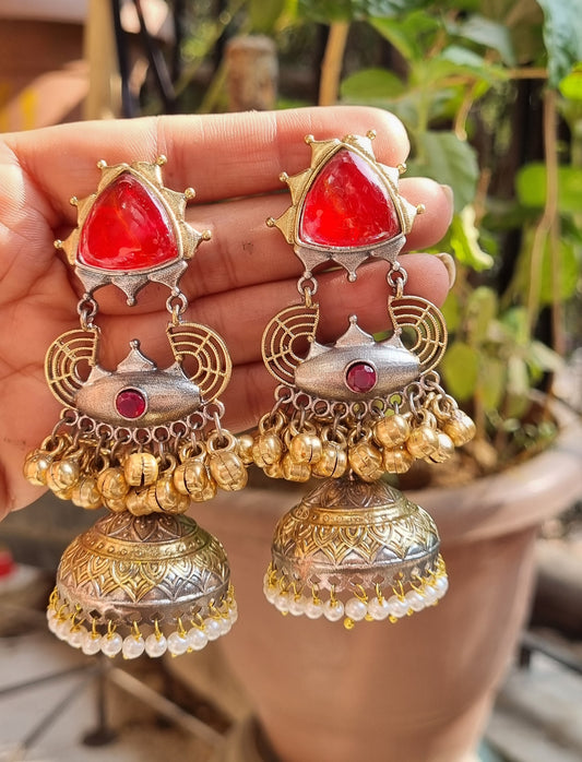 Amal Dual tone Brass Jhumka