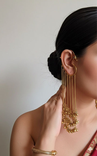 Pachi Golden Hanging Earcuff Kashmiri Style