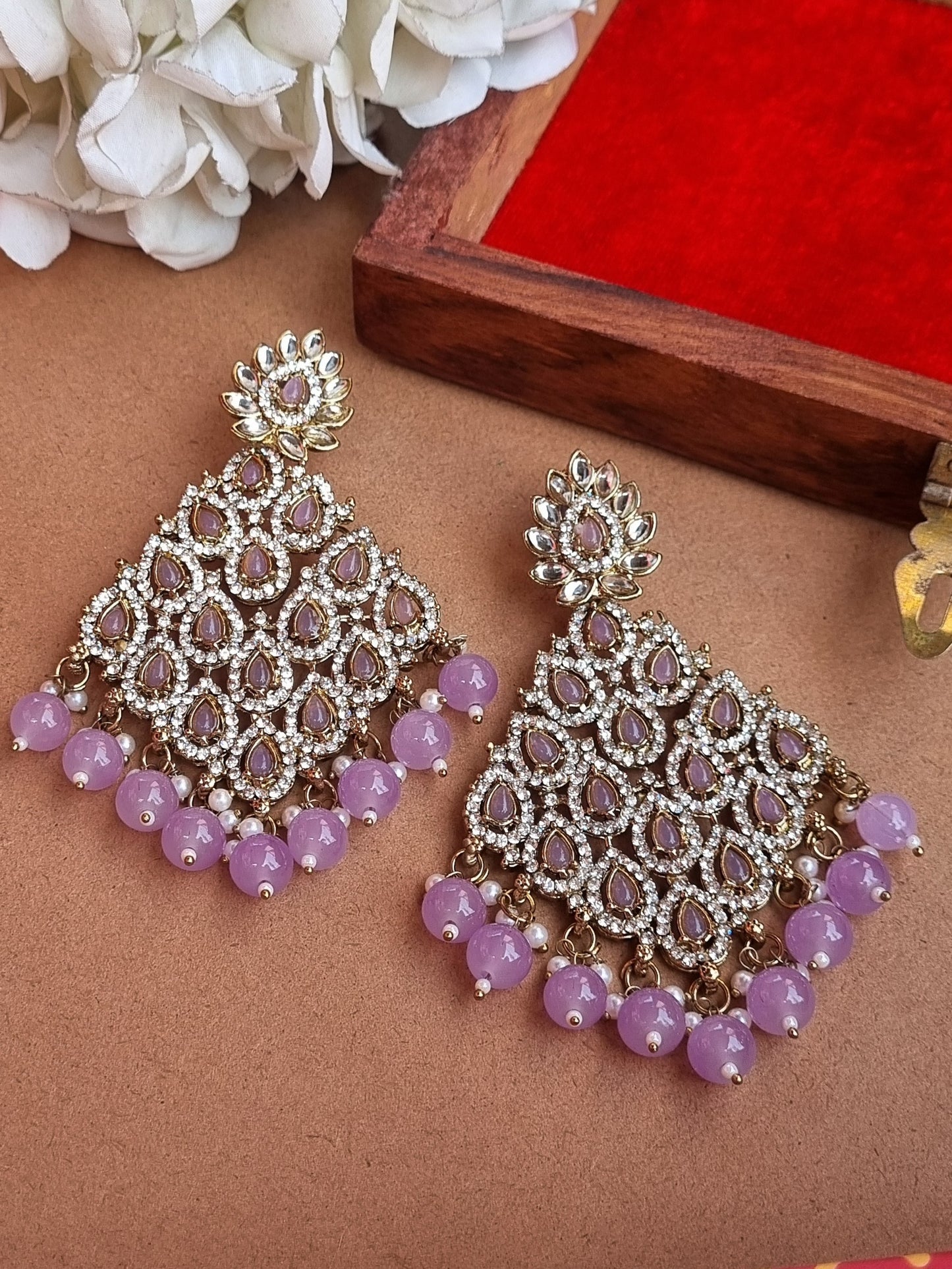 Pakhi Kundan Chandbalis - Lavender