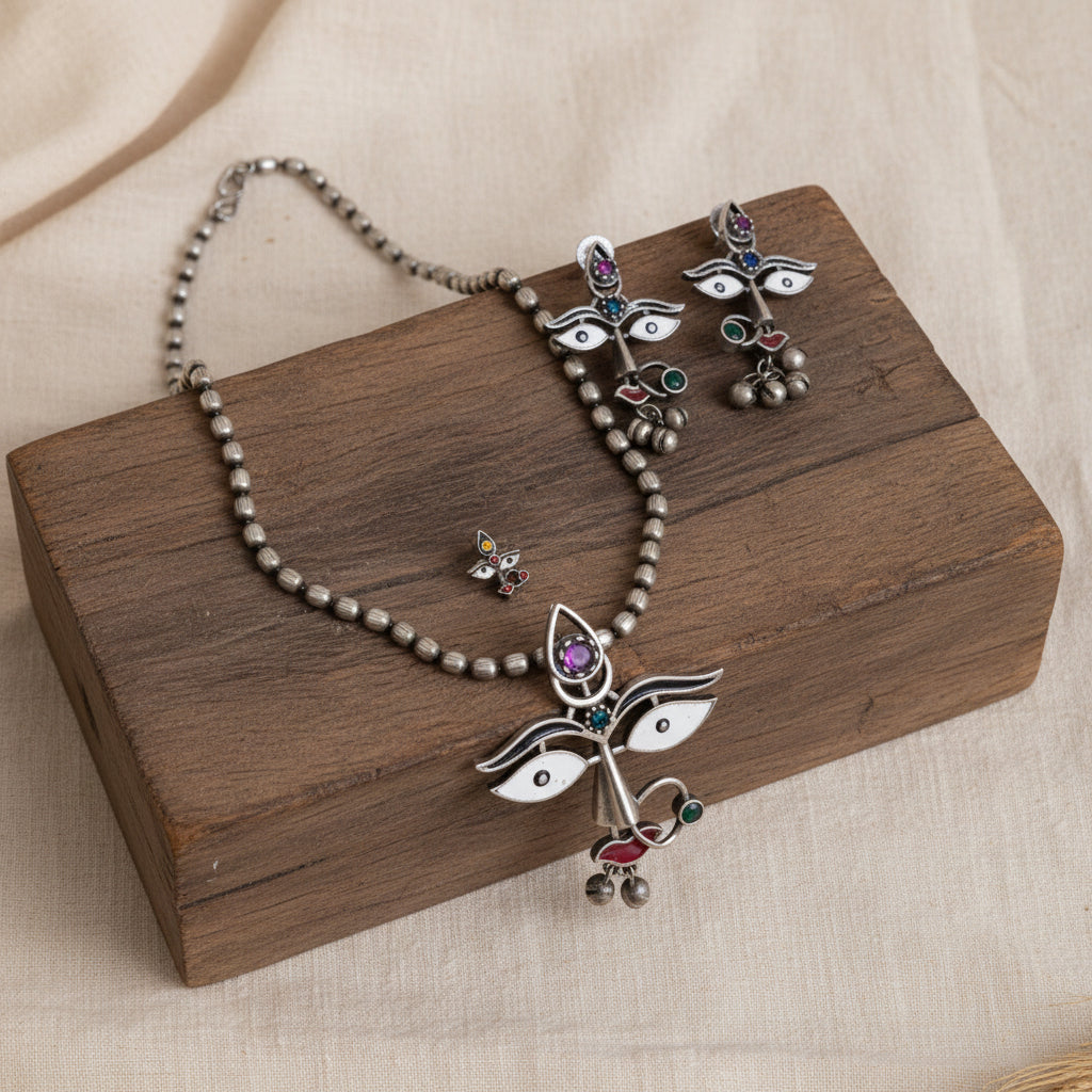 Durga Pendant Set with Nosepin