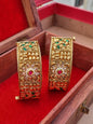 Gold Plated Polki Kada/ Bangle Set-Pair